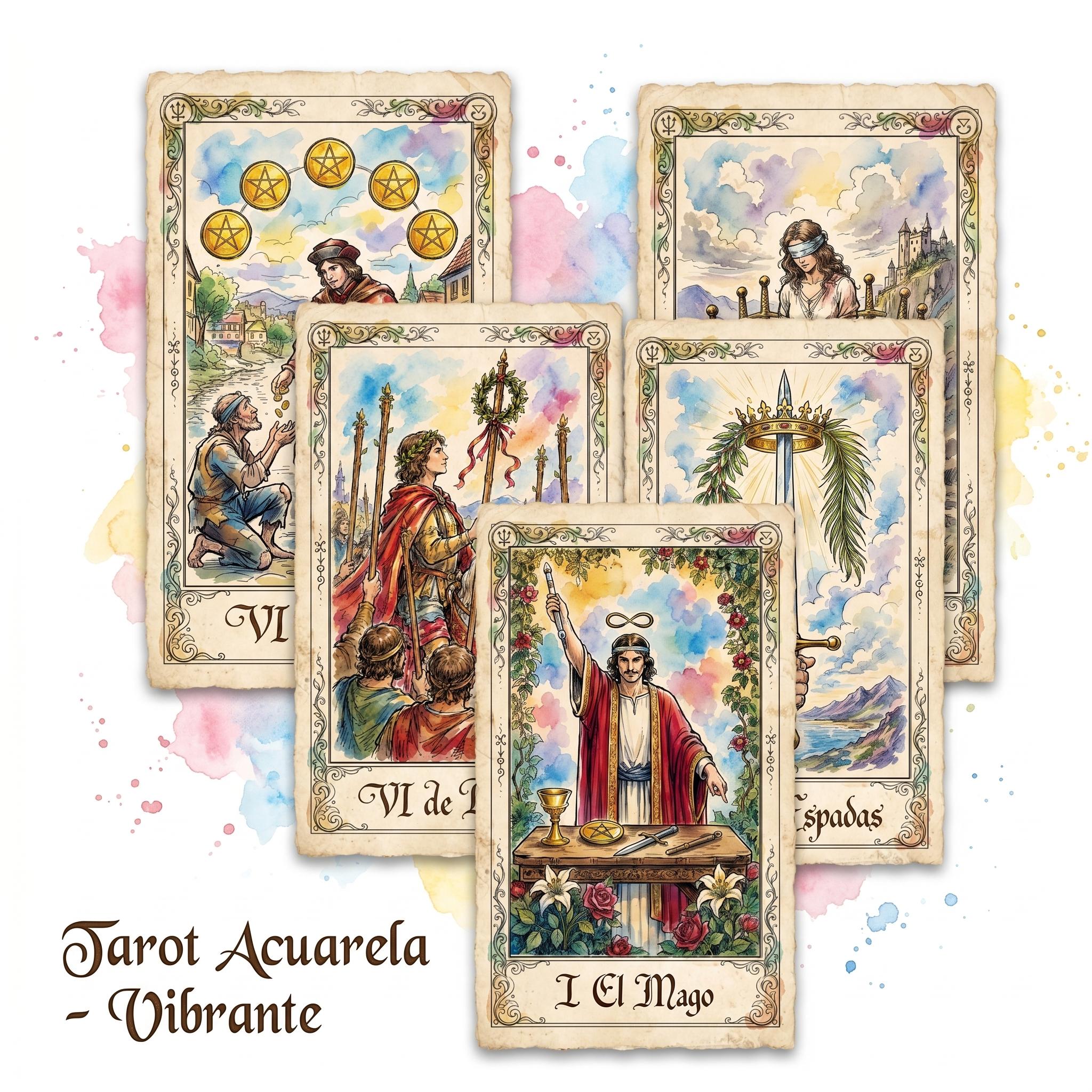 Tarot Acuarela Vibrante - 78 Arcanos Rider